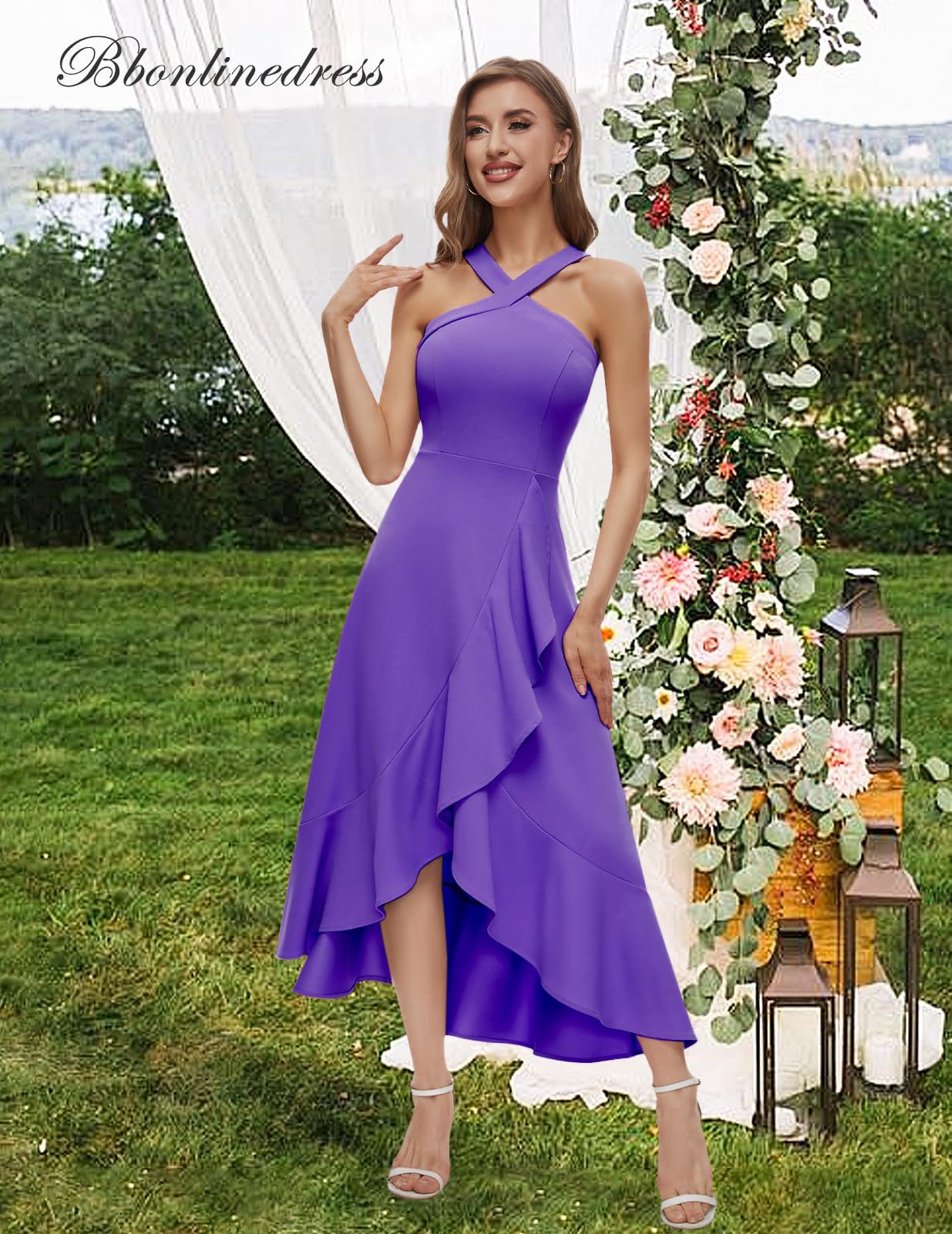 Womens Cocktail Party Dress, Formal Wedding Guest High Low Dress